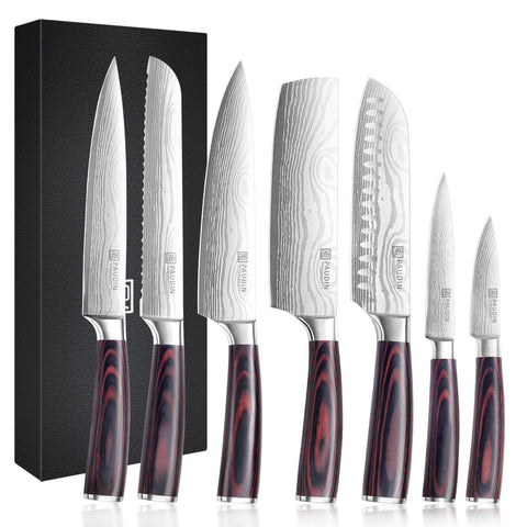 PAUDIN 8in chef knife blade close-up highlighting ultra-sharp edge for precise slicing