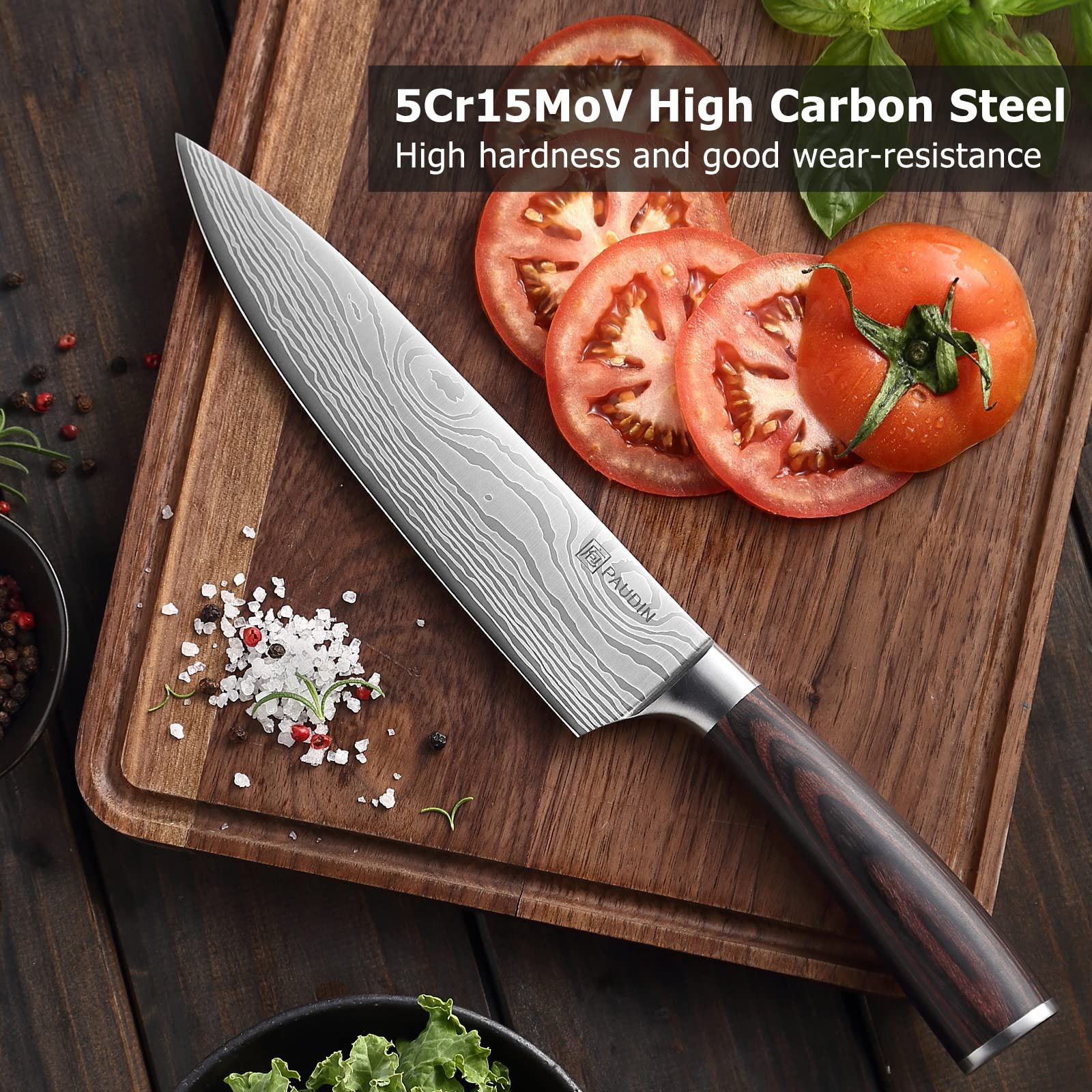 PAUDIN 8-inch knife slicing meat with clean, uniform results