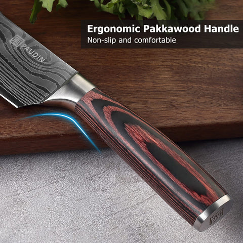 PAUDIN 8-inch blade with waved pattern for lasting sharpness and style