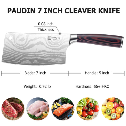 PAUDIN cleaver made of high-carbon stainless steel for lasting sharpness.