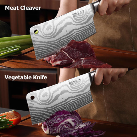 Lifetime warranty included with gift-ready PAUDIN cleaver packaging.