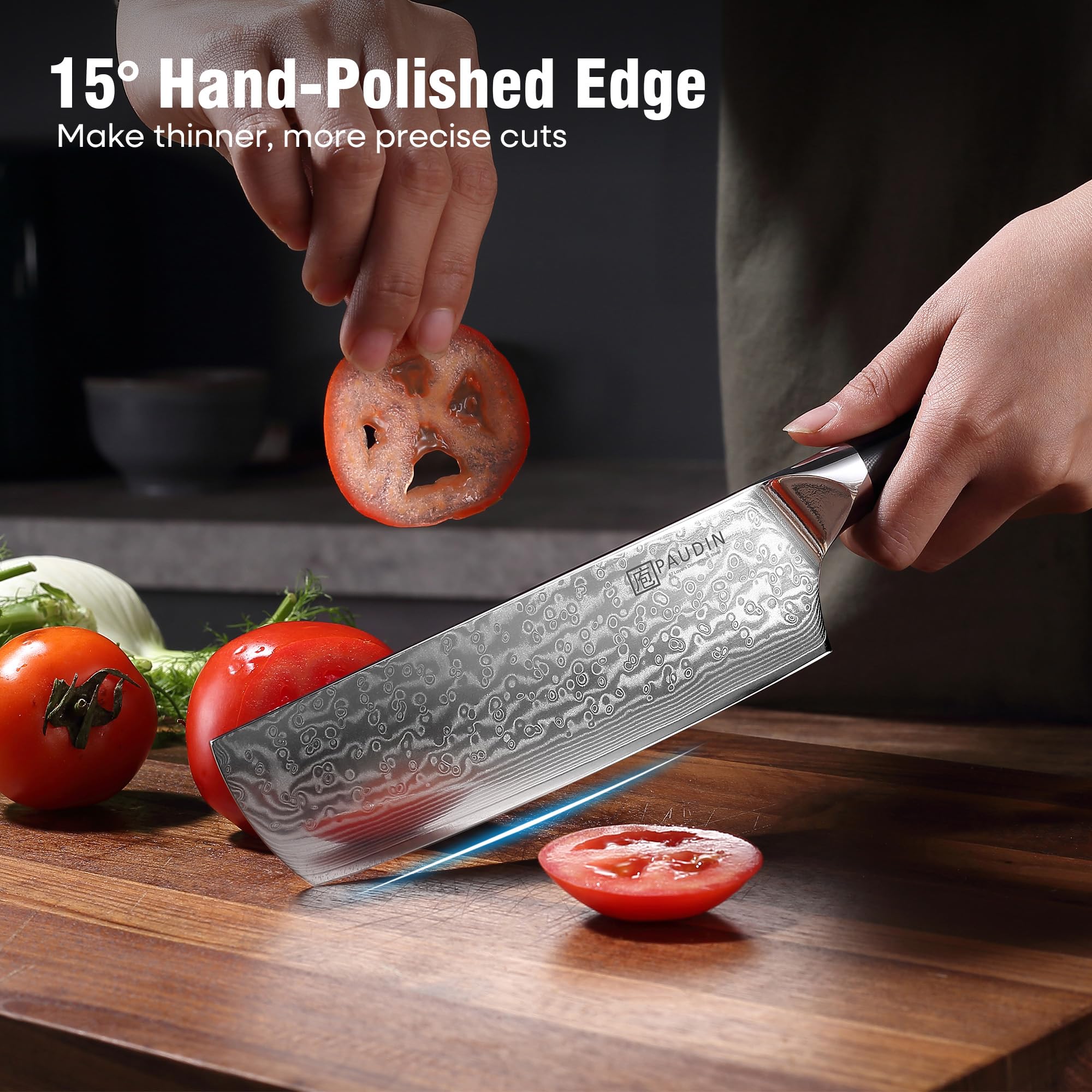 PAUDIN cloud-pattern Damascus blade adds luxury and visual detail