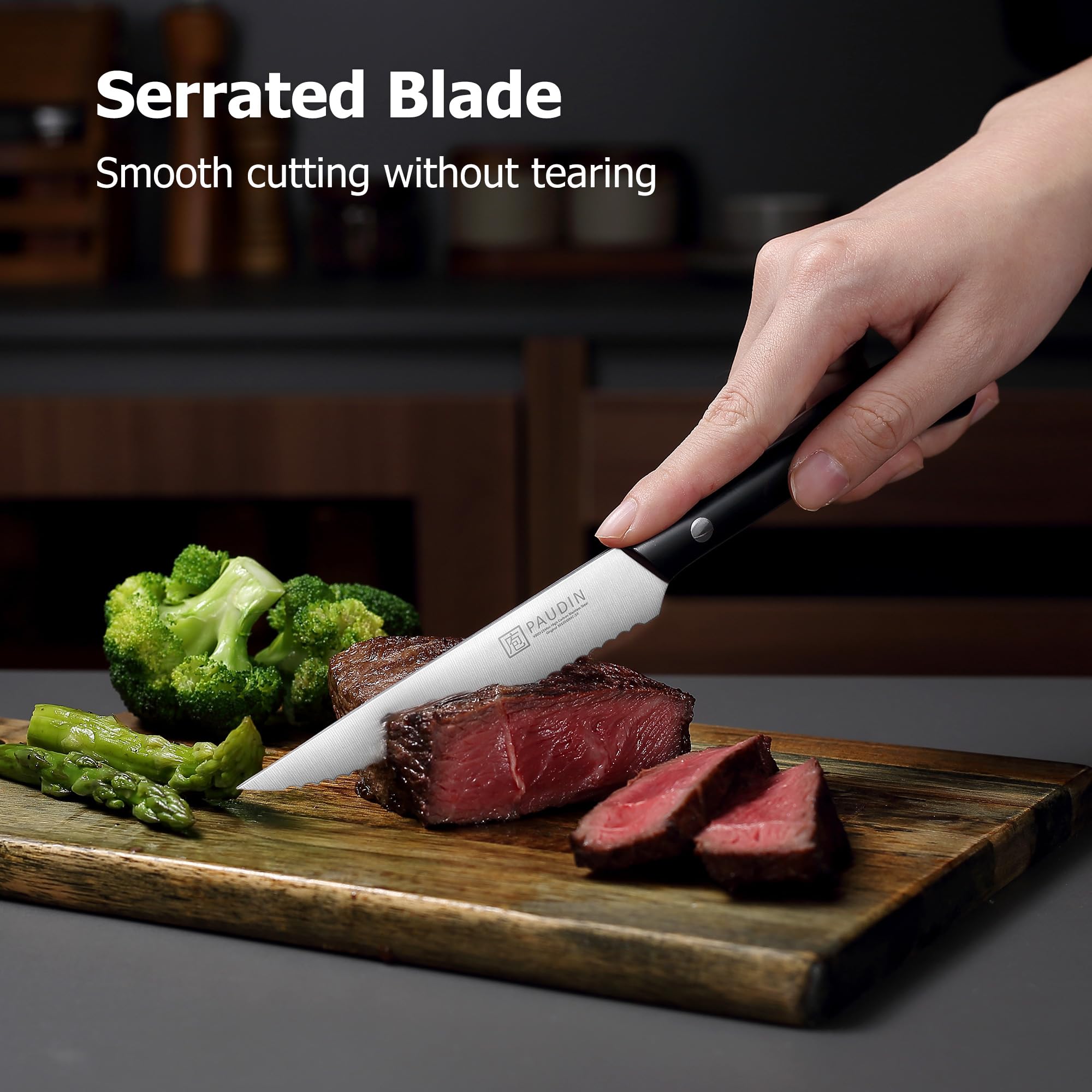 PAUDIN full-tang ABS handle provides balanced grip and durability