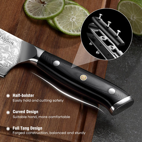 PAUDIN full-tang G10 handle provides balanced, comfortable grip