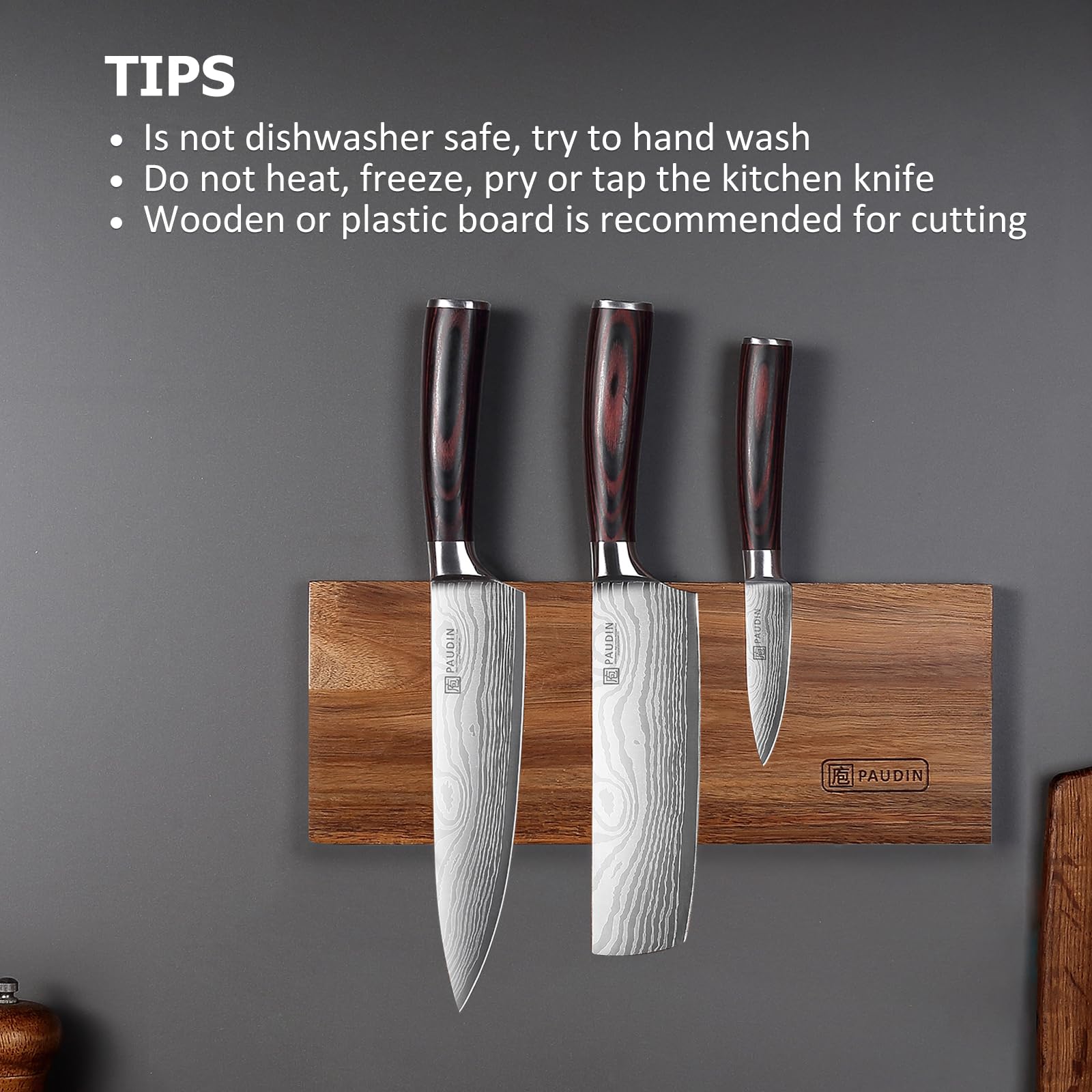 PAUDIN kitchen knife in use chopping vegetables demonstrating kitchen control