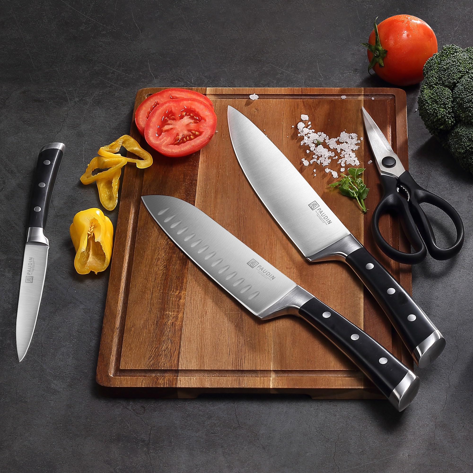 PAUDIN utility knife versatile for peeling and slicing tasks.