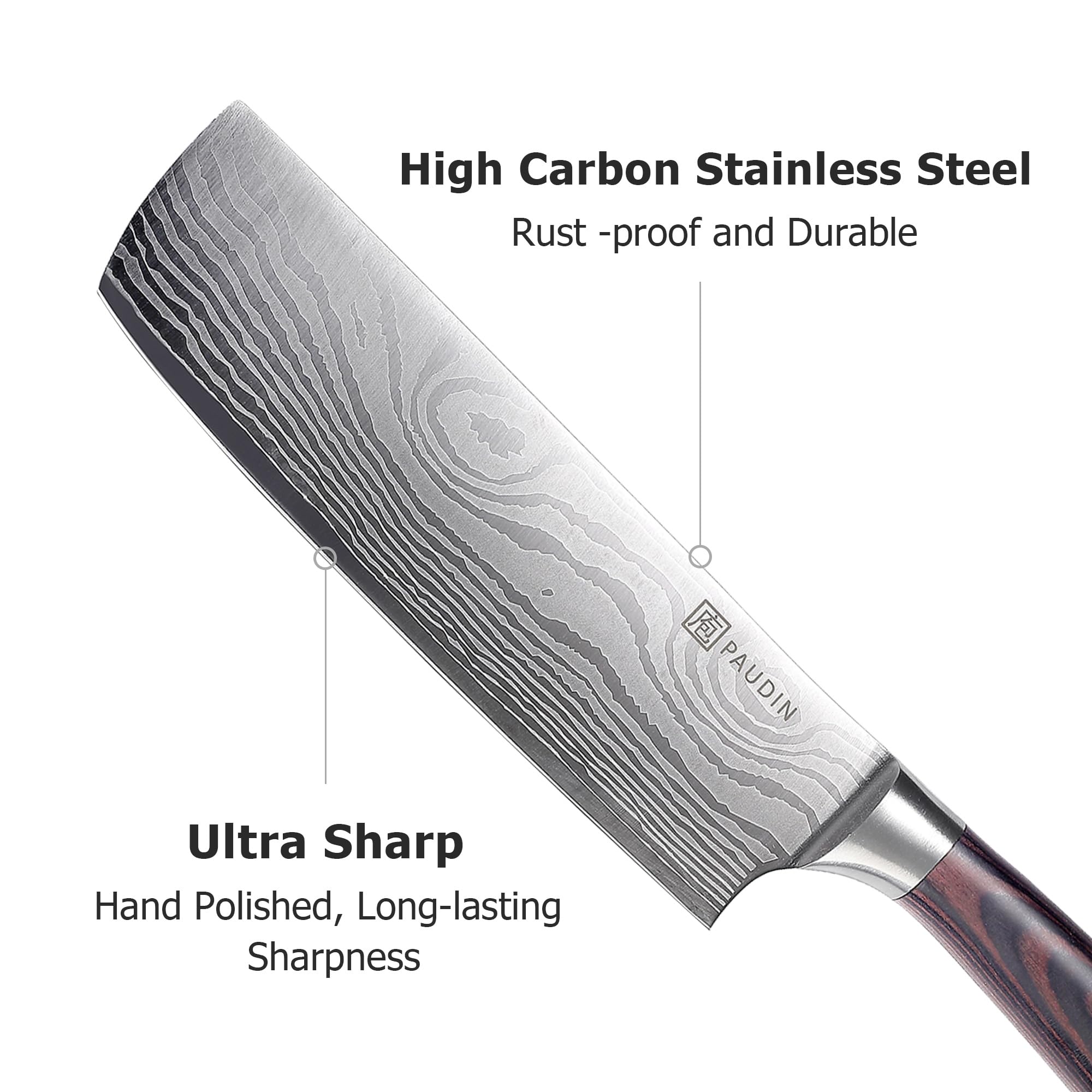 PAUDIN Nakiri Knife ideal for daily vegetable and meat prep.