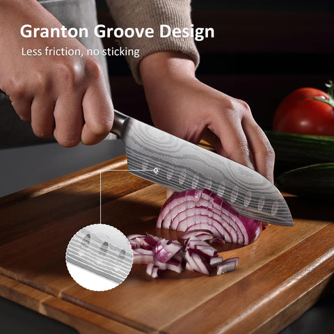 PAUDIN Santoku 5-inch ergonomic pakkawood handle for comfortable cooking