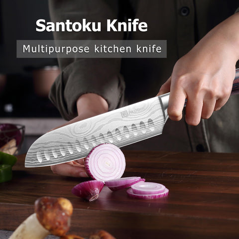 PAUDIN Santoku 7-inch blade resists stains for busy kitchens.