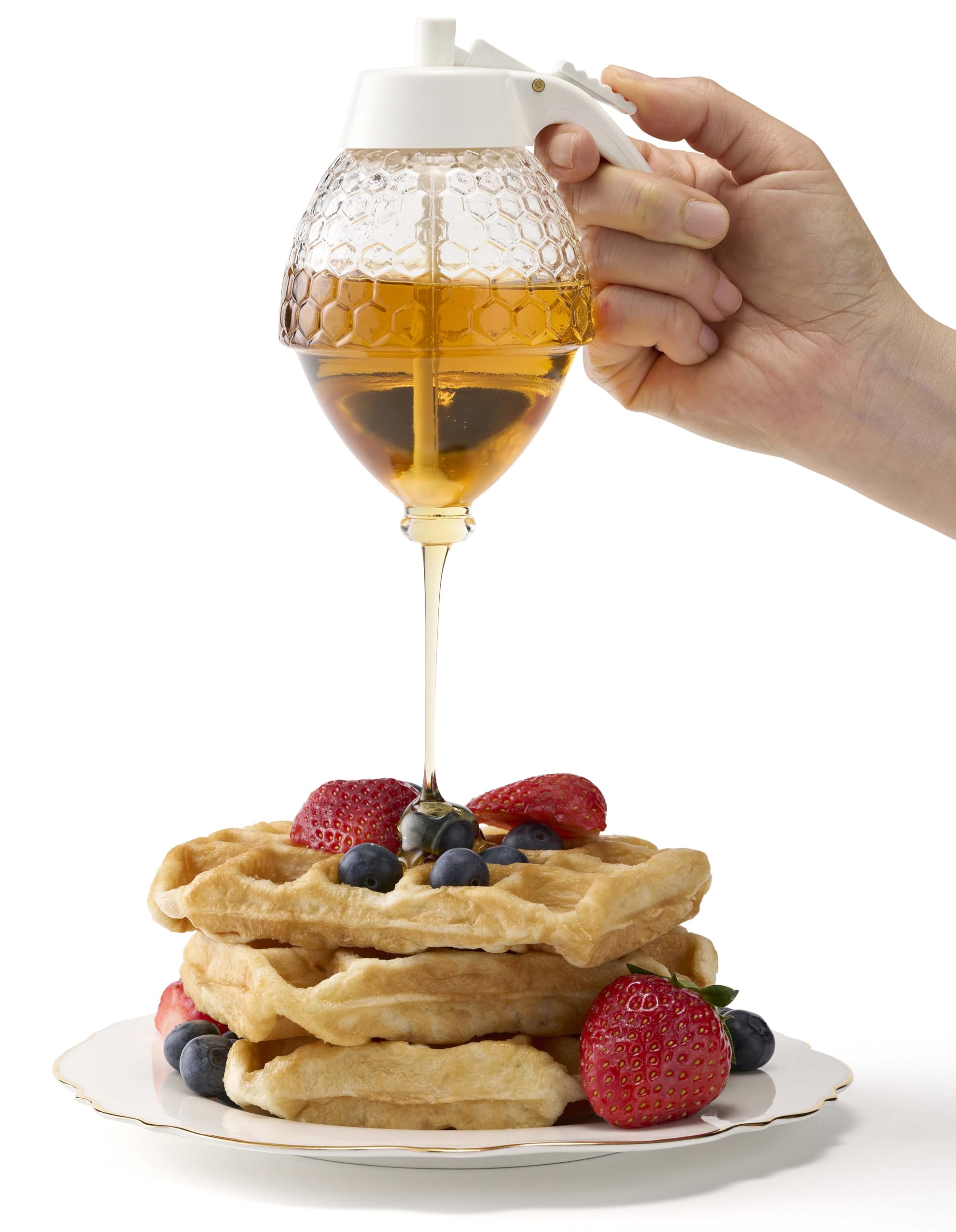 PAULSWAY honeycomb-design container enhances aesthetics while easy honey pouring