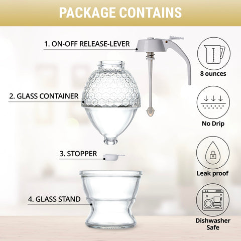 PAULSWAY white lid honey dispenser presents modern kitchen style and tidy storage