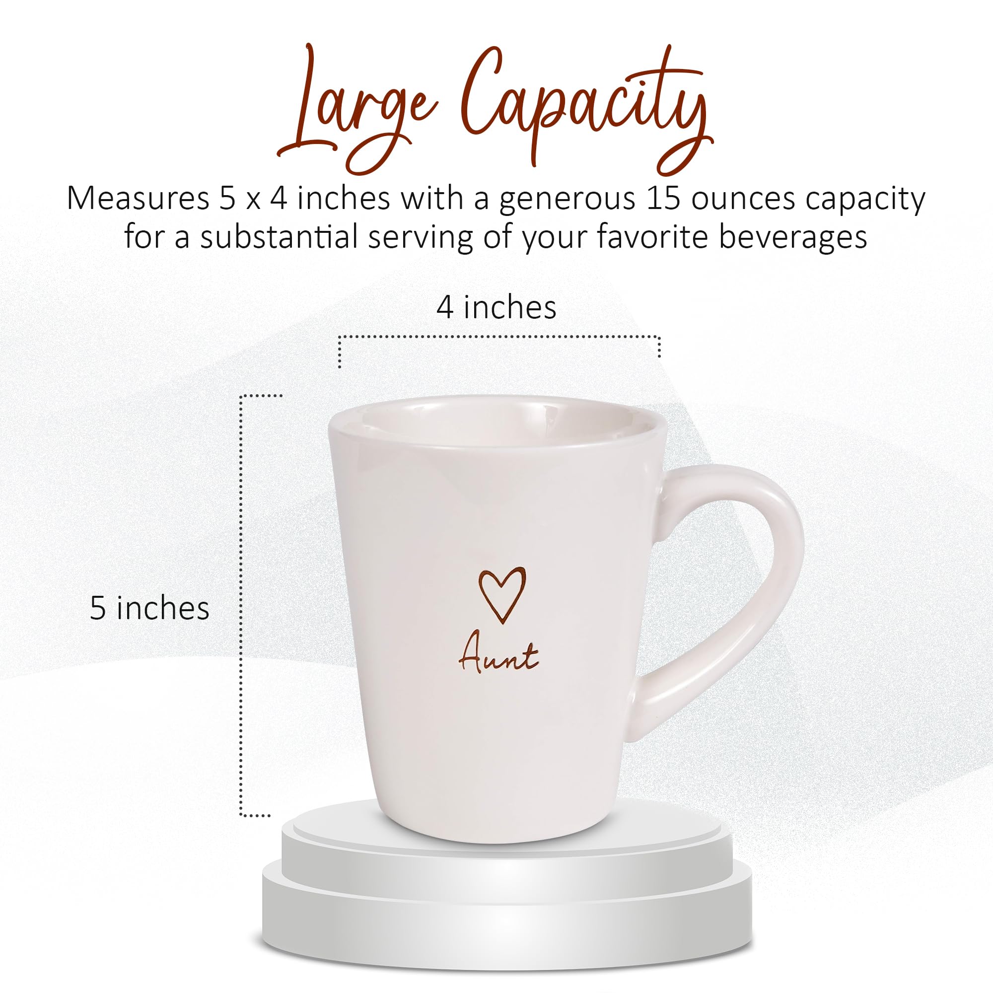 Pavilion Gift Aunt Cup 15oz heart-tag closeup, personalized touch for gifting