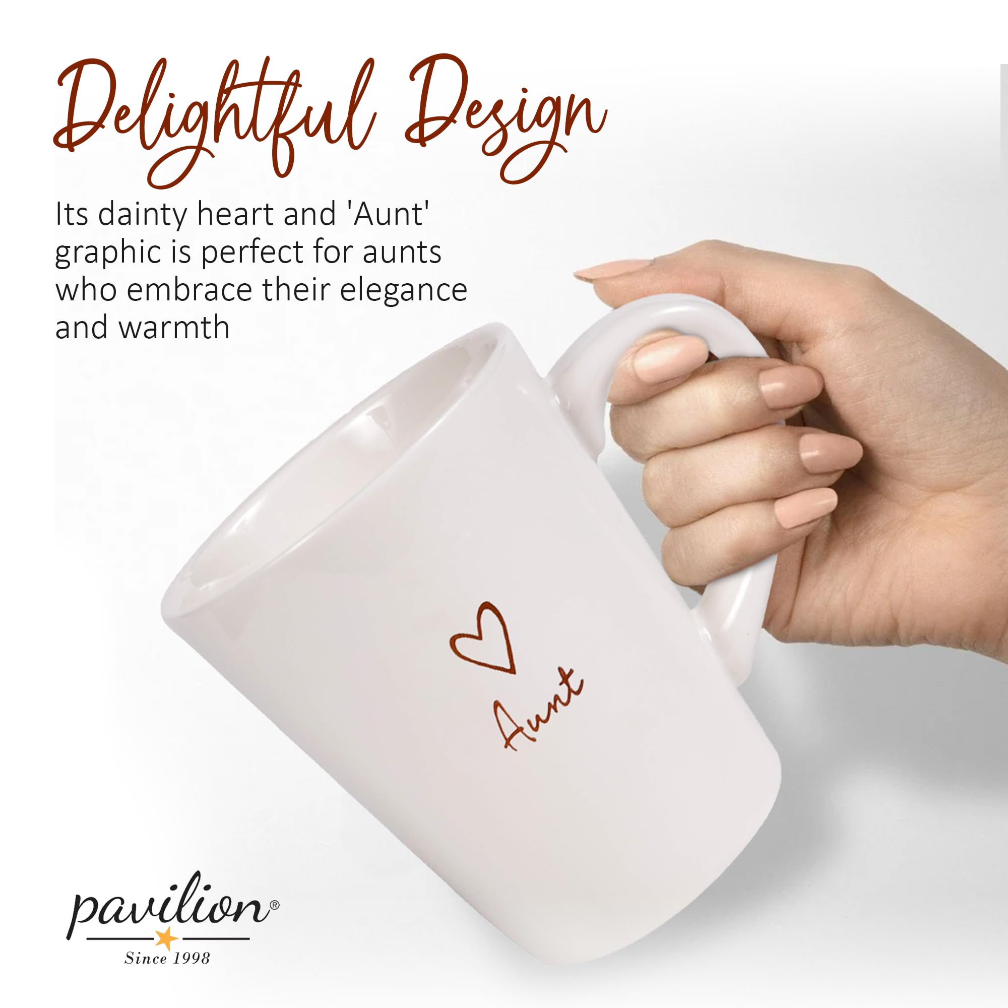 Pavilion Gift Aunt Cup 15oz side view, comfortable grip for coffee moments