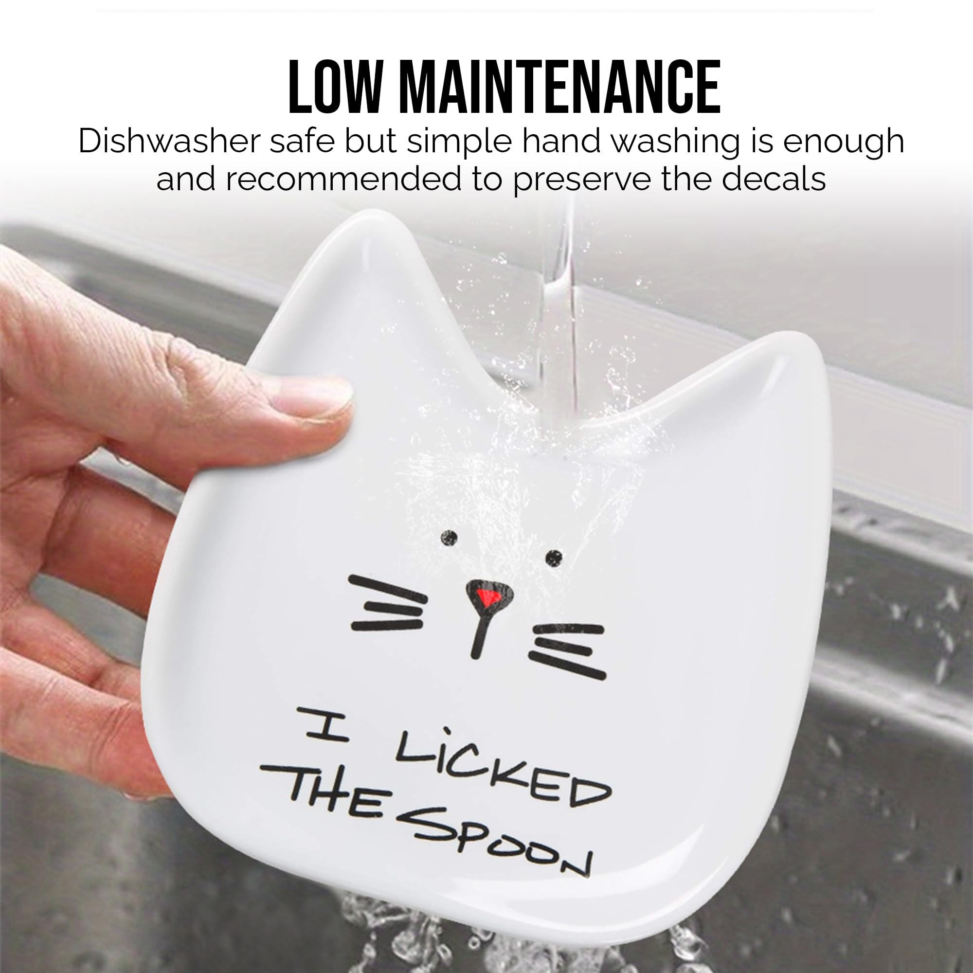 Pavilion Gift Cat Spoon Rest on a kitchen counter ready for daily use.