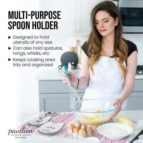 Pavilion Gift Cat Spoon Rest white ceramic with durable finish for everyday kitchen use.