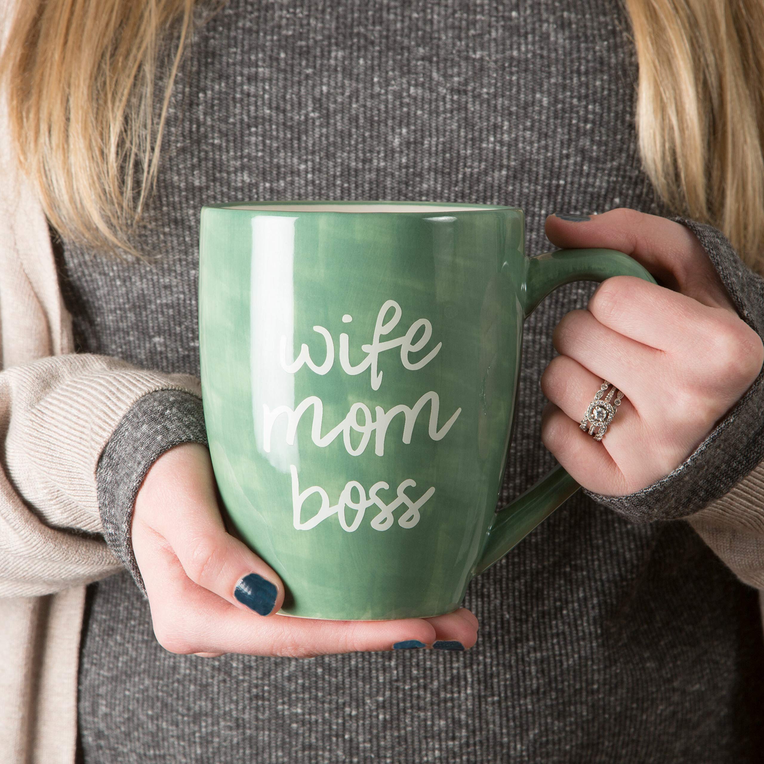 Pavilion Gift Co Mom Life mug right-side handle for comfortable sipping