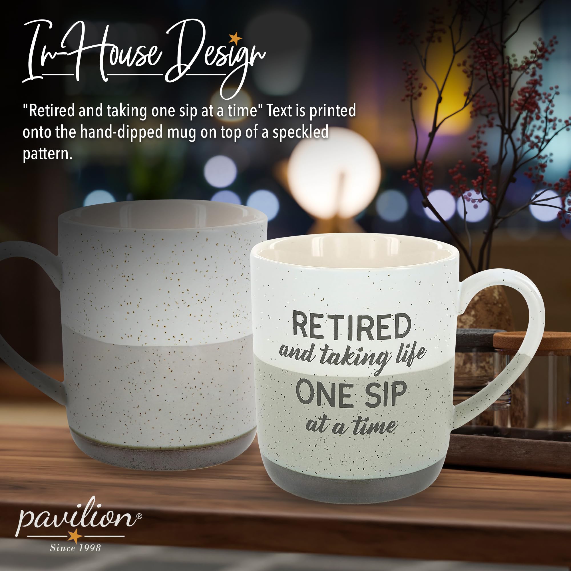 Pavilion Gift Company Retirement Mug bronze bottom detail enhances elegance for daily use