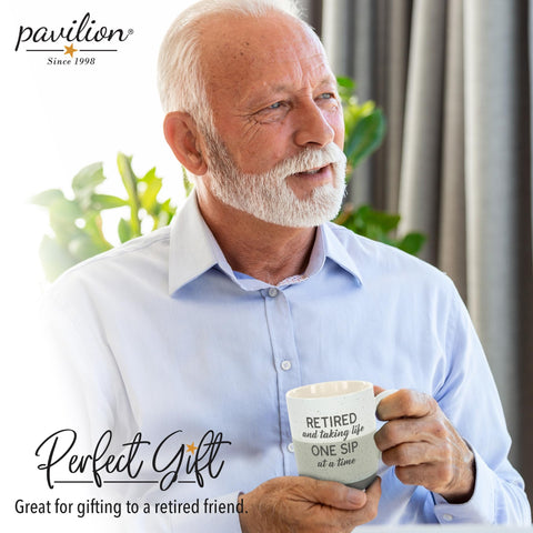 Pavilion Gift Company Retirement Mug securely packaged in a die-cut box for gifting