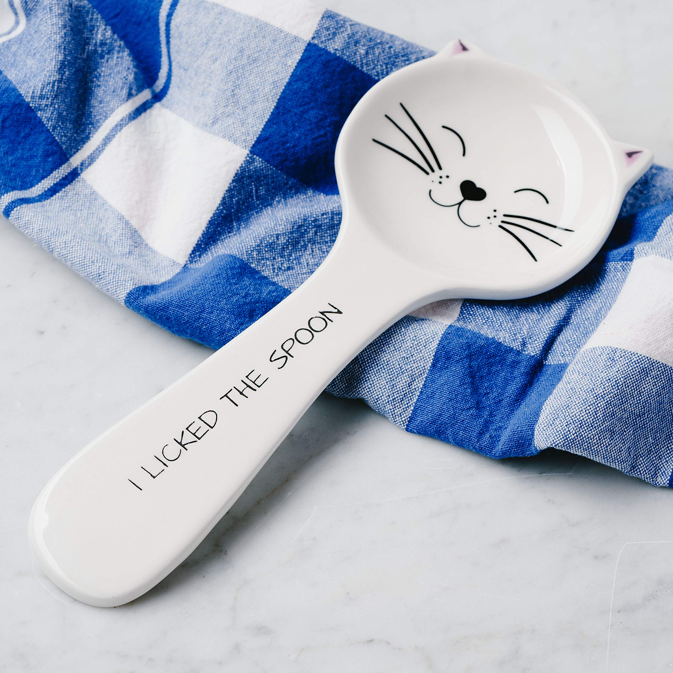 Dolomite cat spoon rest from Pavilion Gift Company, durable and cat-themed.