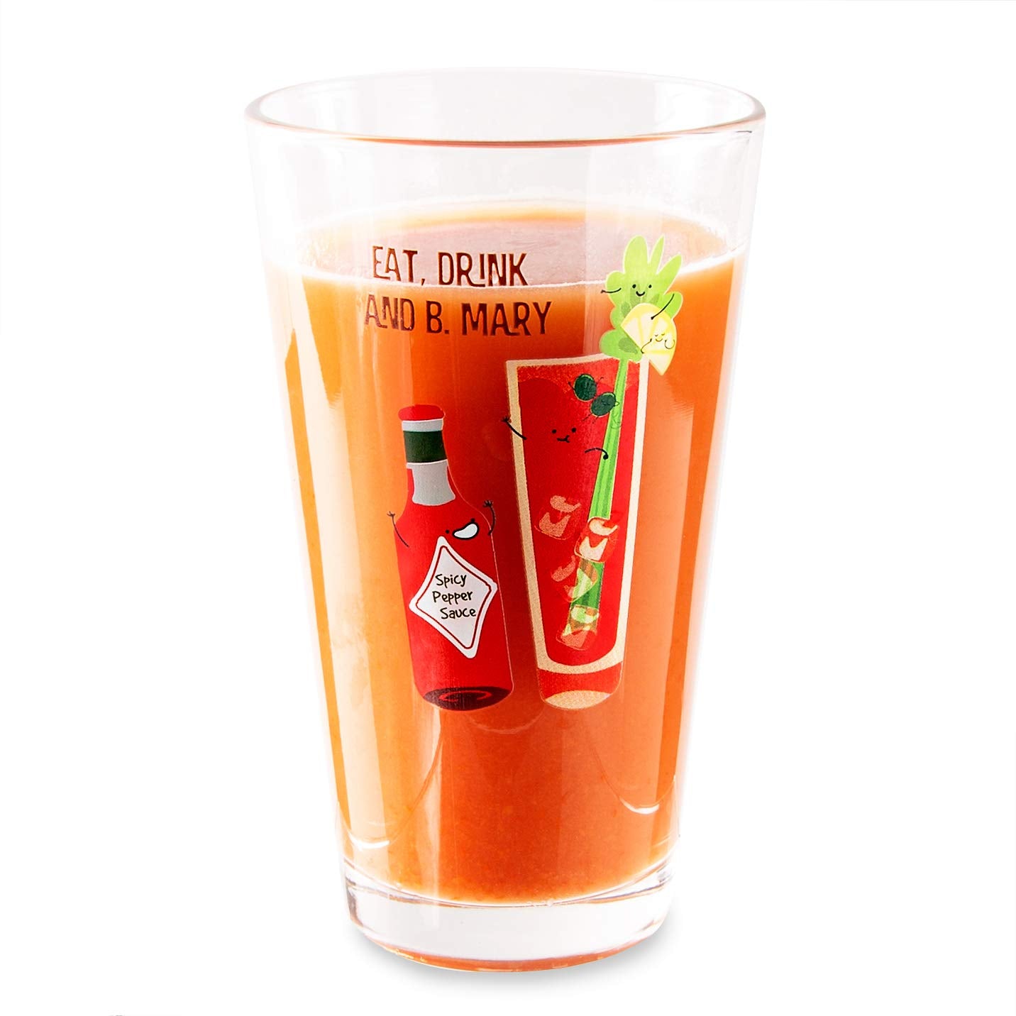 Pavilion Gift Company Eat, Drink & B. Mary pint glass front design for stylish entertaining.