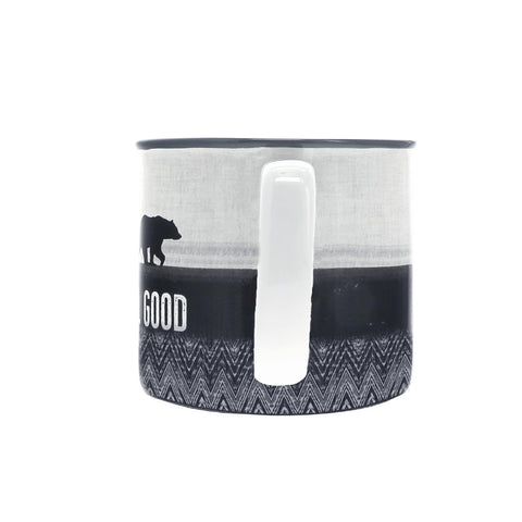 Pavilion Good In The Woods mug moon stars illustration evokes campsite memories.