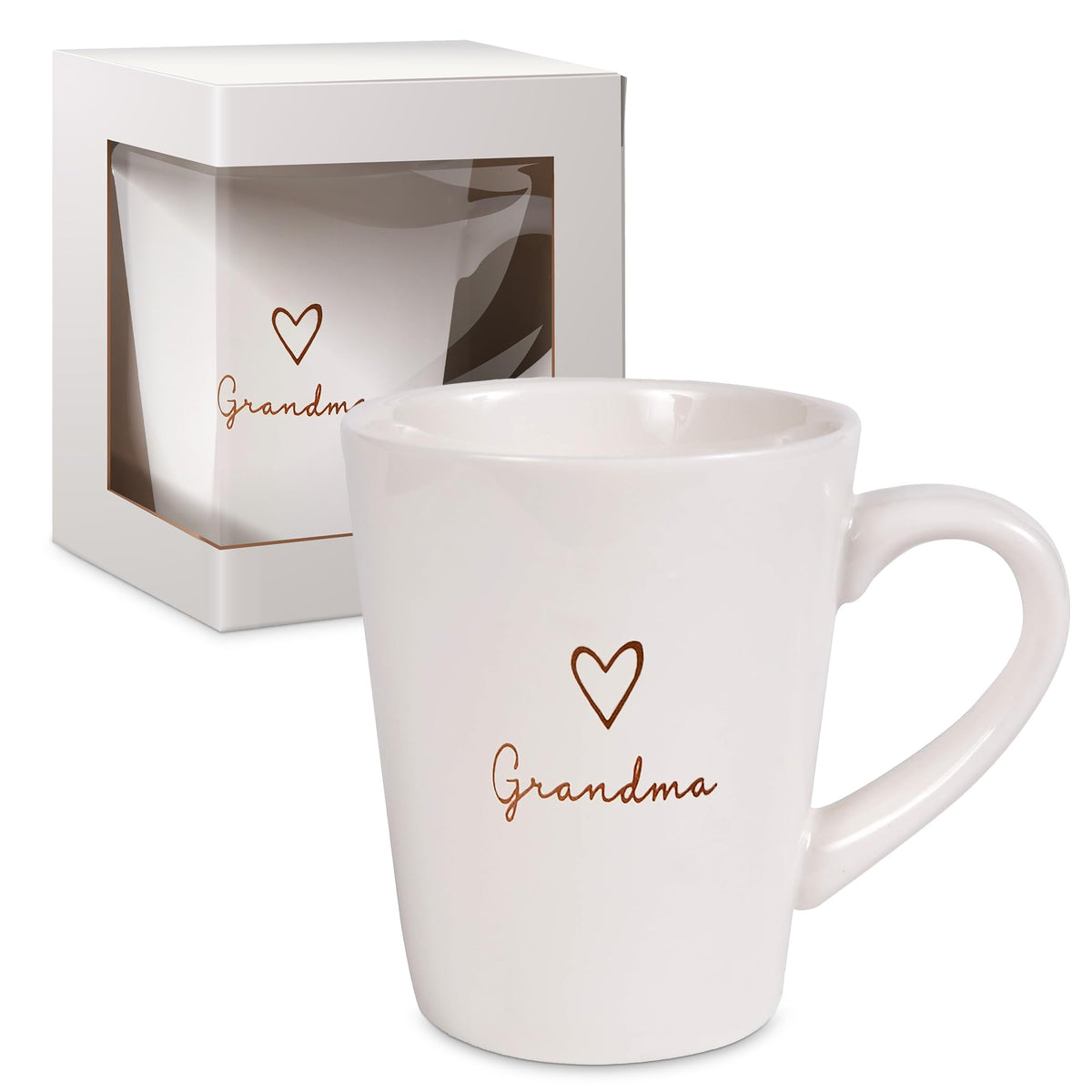 Pavilion Grandma coffee mug with heart tag for cozy mornings.