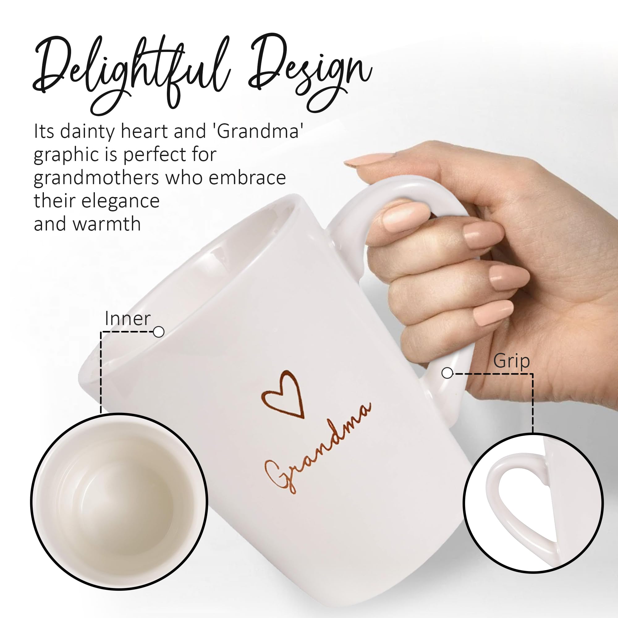 Pavilion grandma mug features Grandma text and heart icon for daily use.