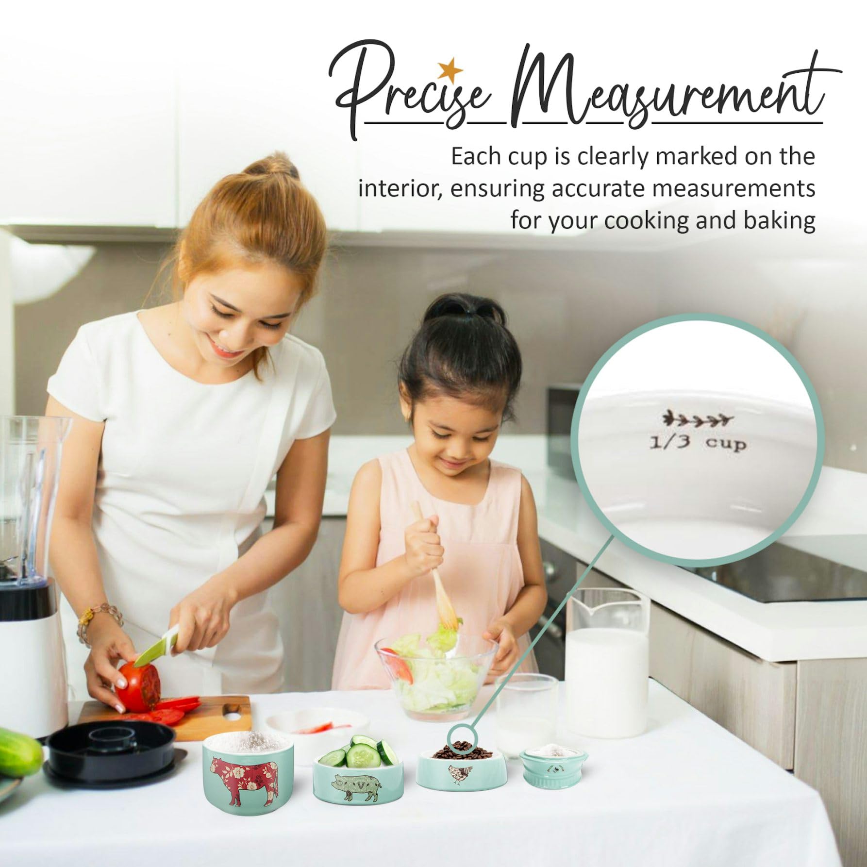Pavilion Gift Company measuring cups feature interior measurements for easy leveling