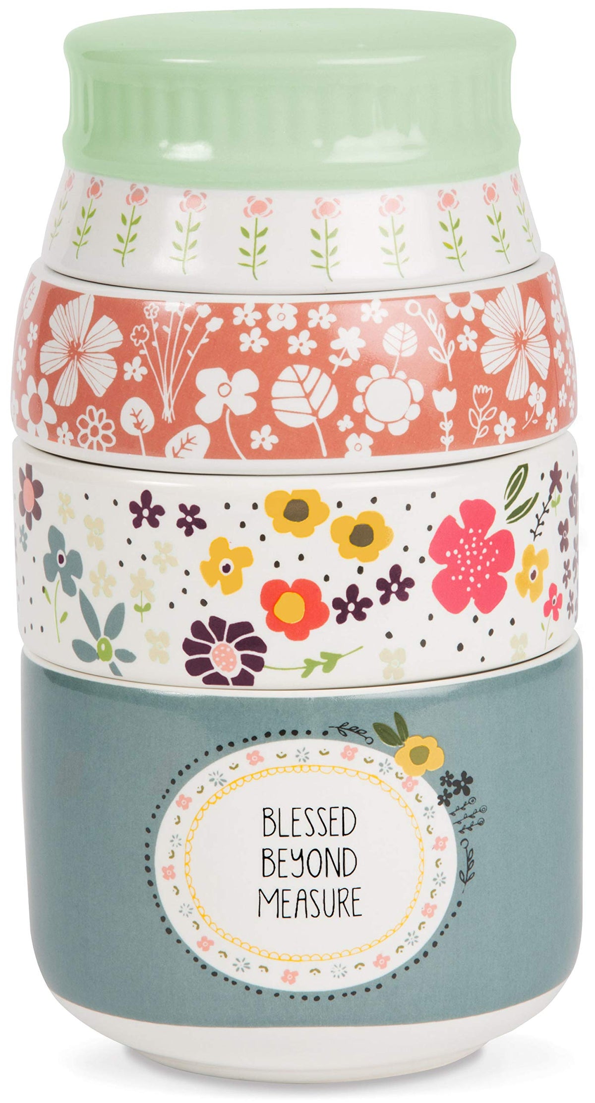 Pavilion Love You More measuring cups by Amylee Weeks in multicolor stoneware for everyday baking
