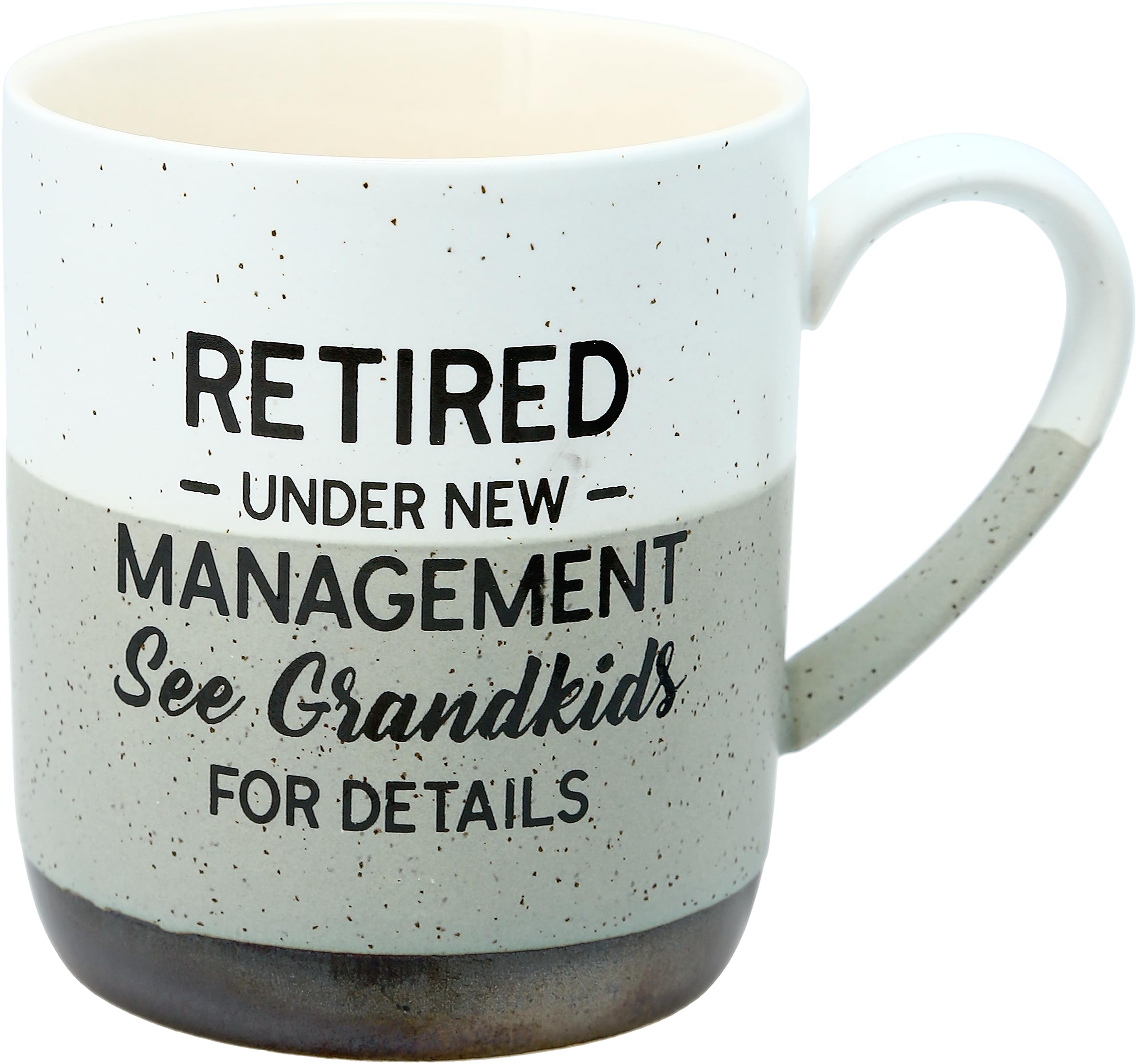 Pavilion front-view mug featuring Retired Under New Management, ideal retirement gift.