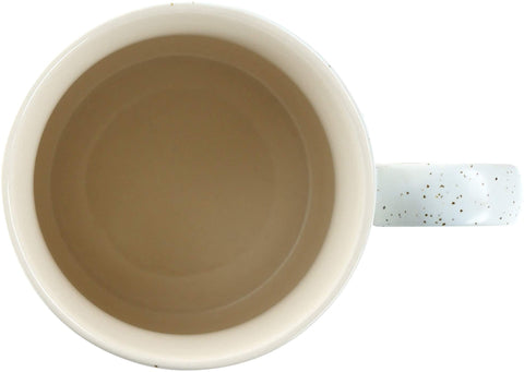 Pavilion speckled stoneware interior tan glaze close-up, durable daily-use cup.