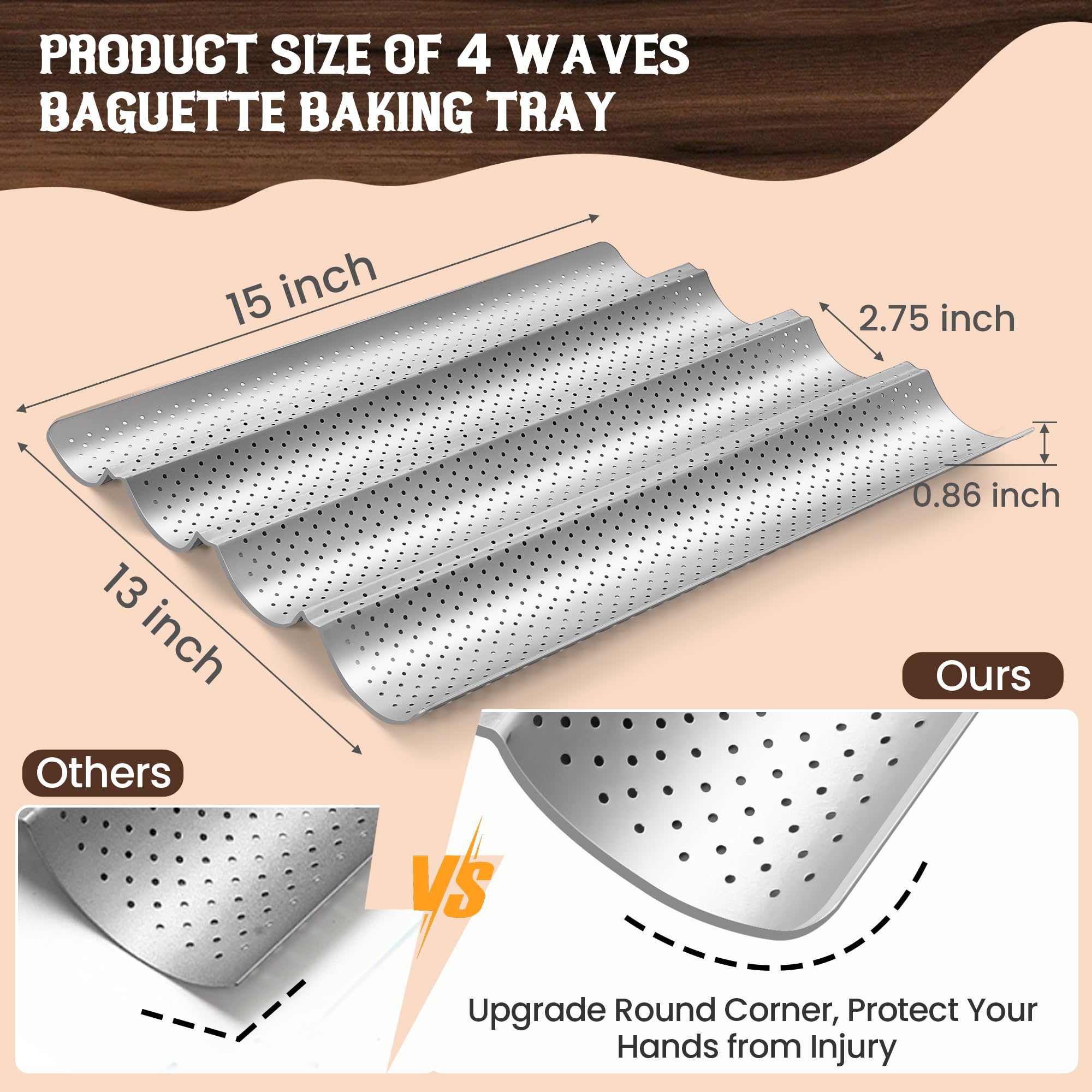 Pavsrmy baguette pan made of heavy-duty carbon steel for durability.