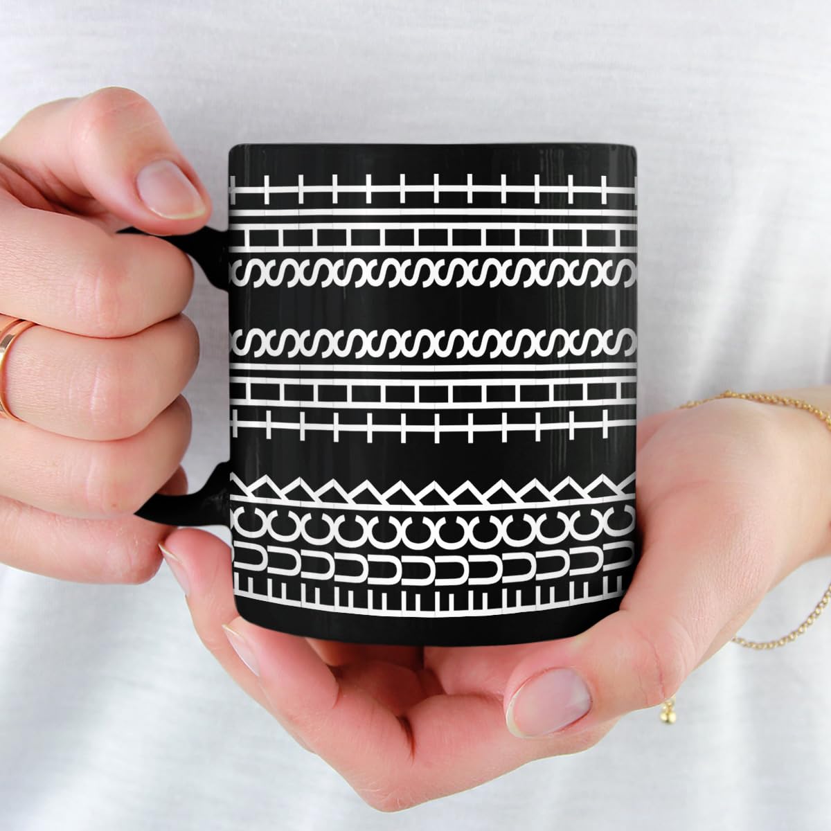 Pawfect House 15oz mug held in hand, large capacity.