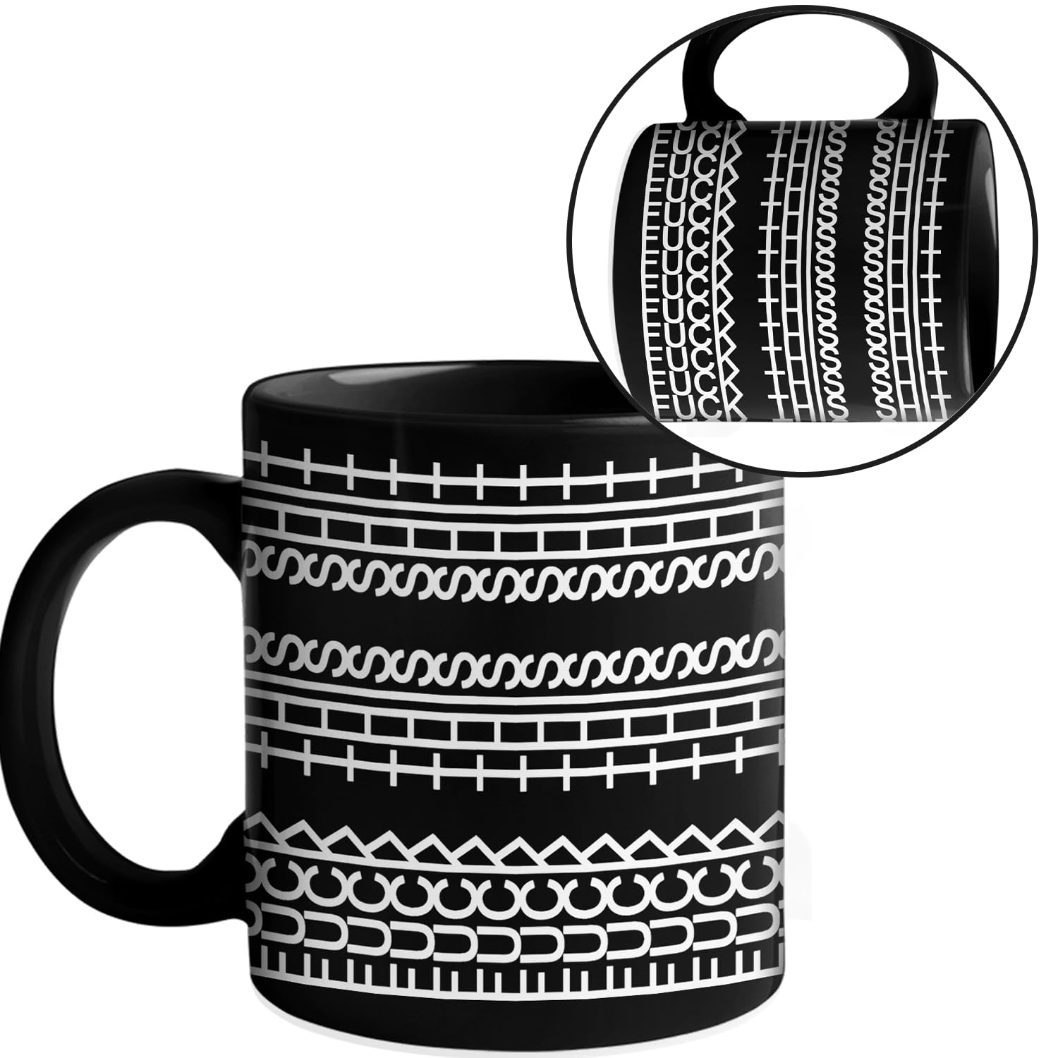 Pawfect House hidden-message mug close-up with playful quote.