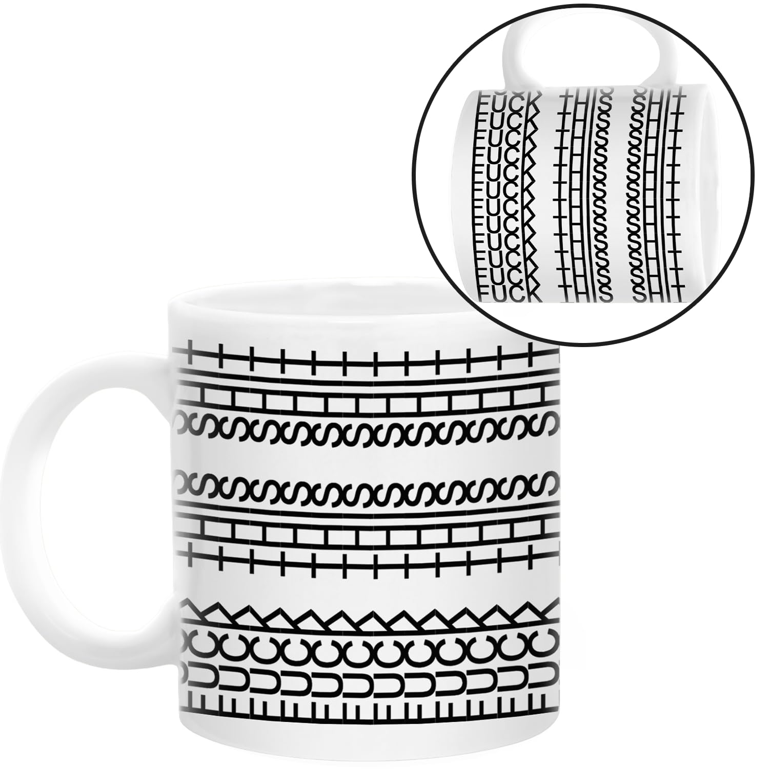 Pawfect House White Elephant mug, back view showing hidden message design for coworkers.