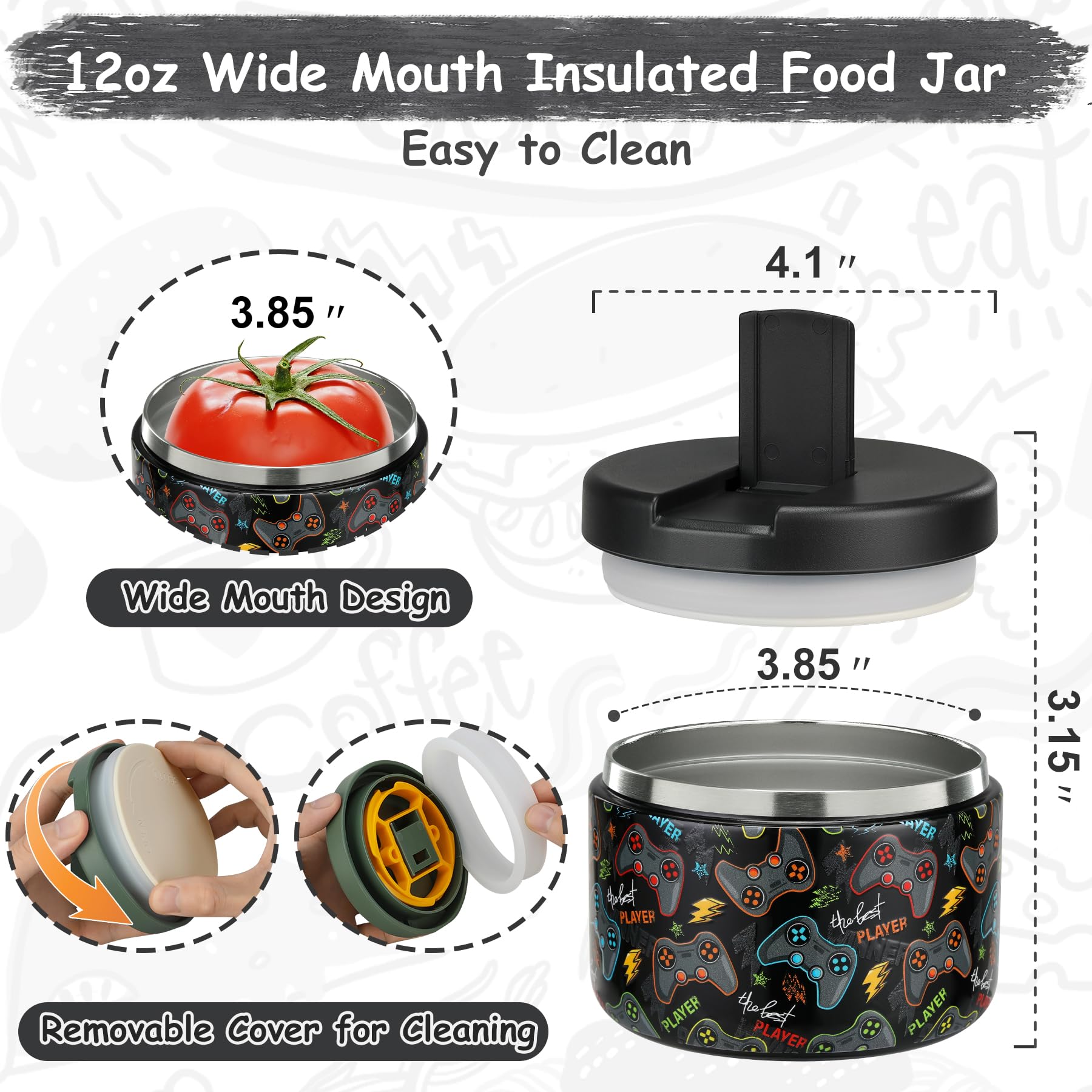 Pawtong 12oz capacity suits kids' meals and snacks.