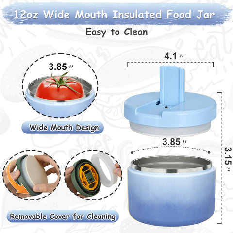 Pawtong 12oz capacity food jar holds more for meals.