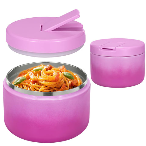 Pawtong 12oz insulated food jar with buckle lid keeps meals warm for school lunches.
