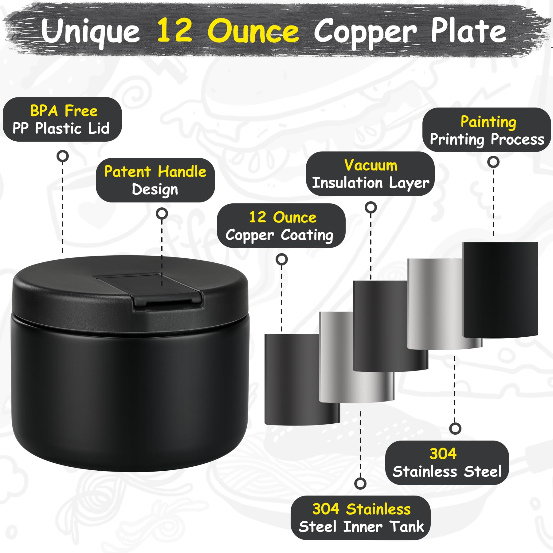 Pawtong 18/8 stainless interior preserves cleanliness and temp stability