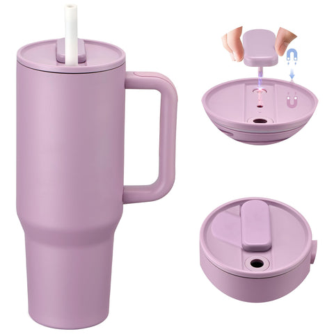 Pawtong 40oz insulated tumbler with 2-in-1 lid and straw for versatile hydration