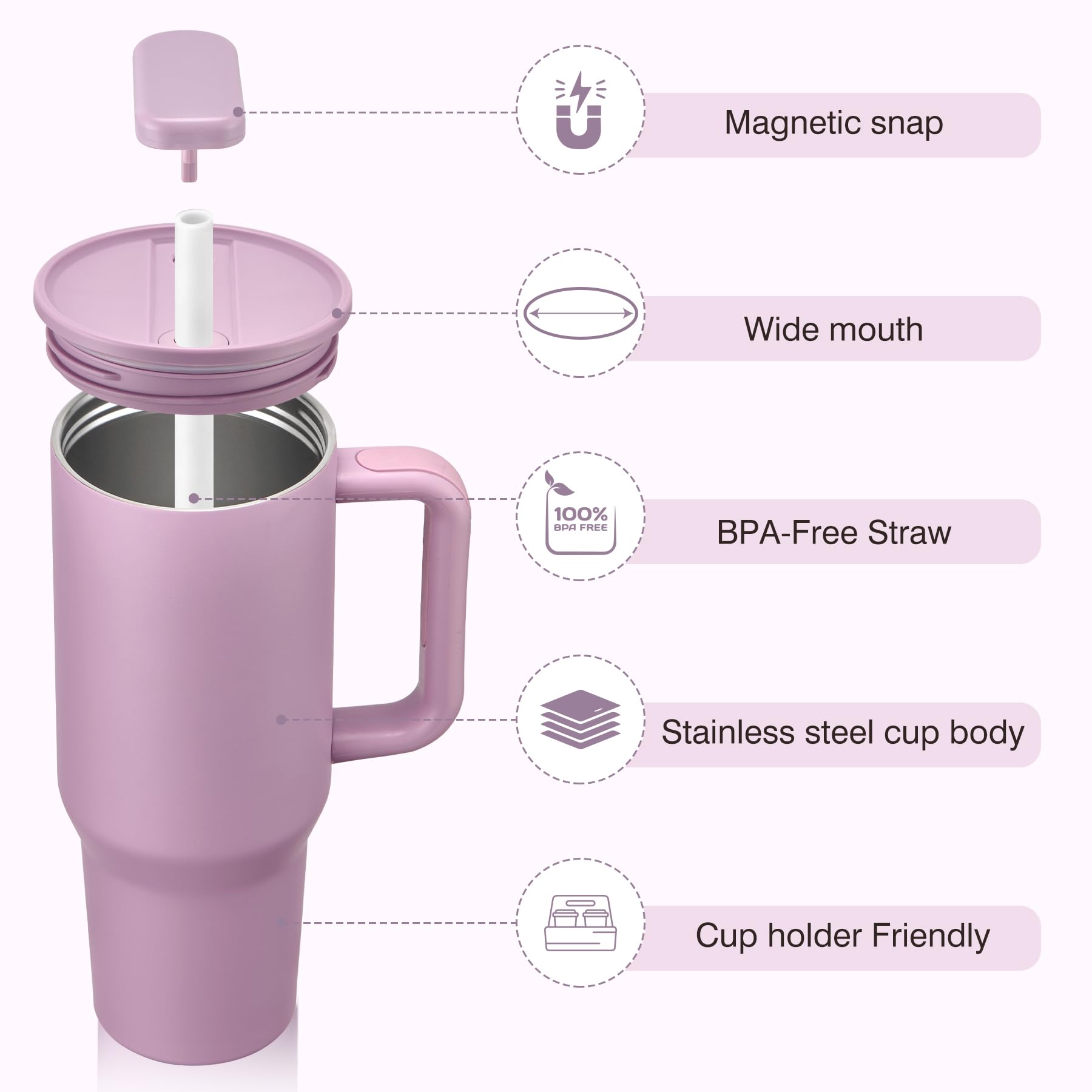 Pawtong tumbler with ergonomic handle for on-the-go sipping