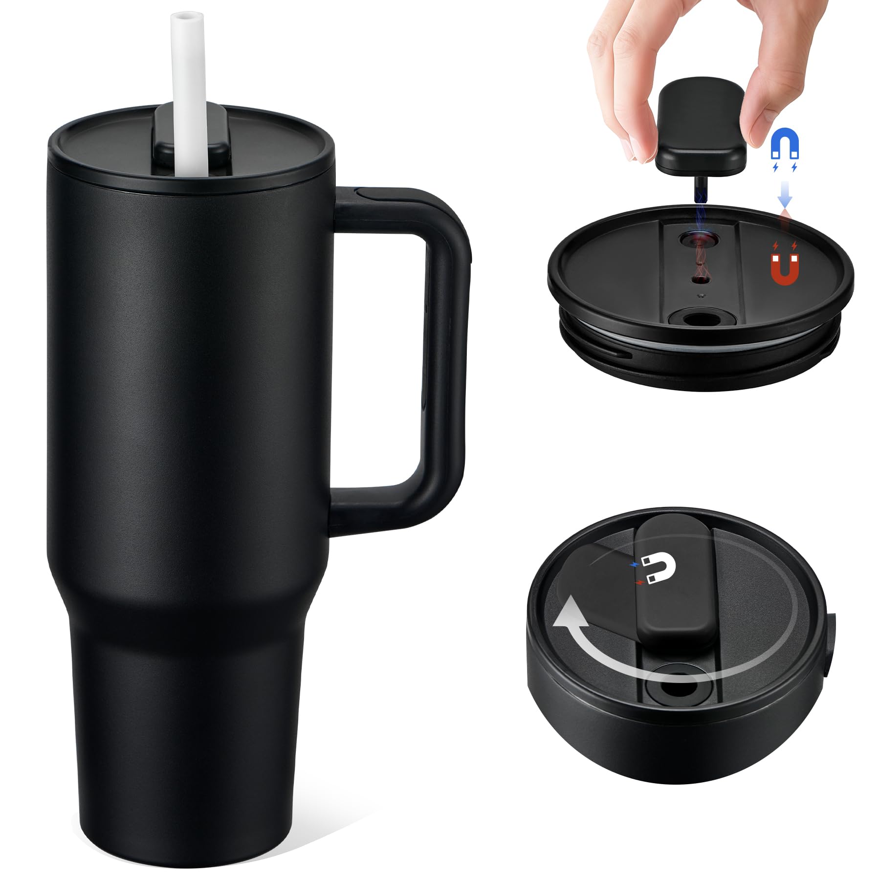 Pawtong 40oz insulated tumbler with lid and straw for all-day hydration.