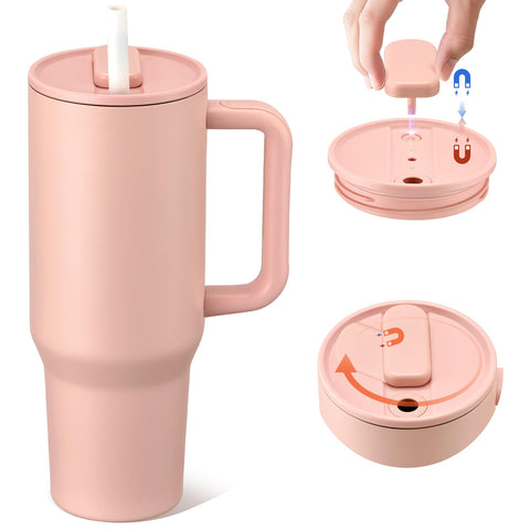 Pawtong 40oz insulated tumbler with bold Magnetic-Pink finish for long-lasting hydration.