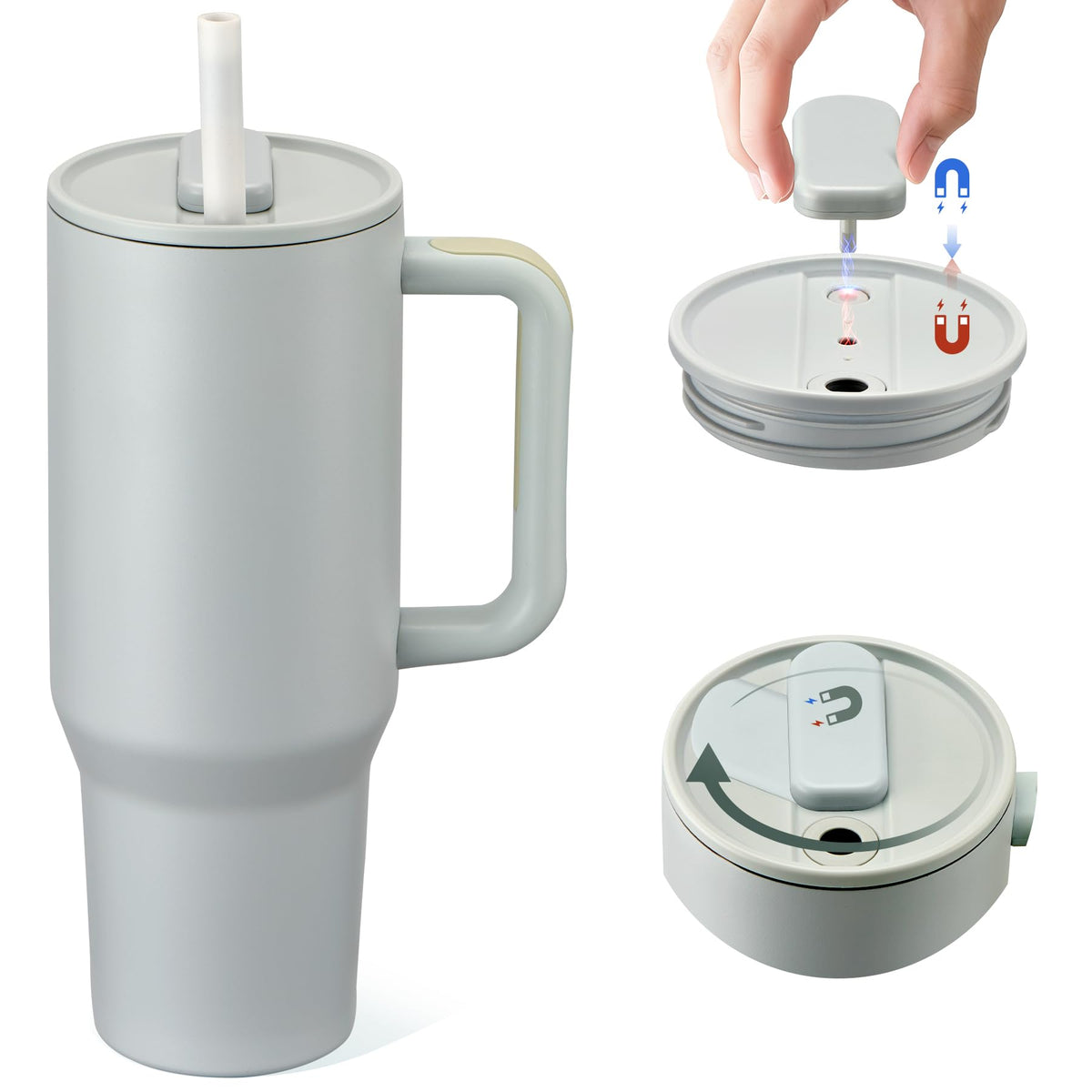Pawtong 40oz tumbler with 2-in-1 lid and straw for convenient sipping.