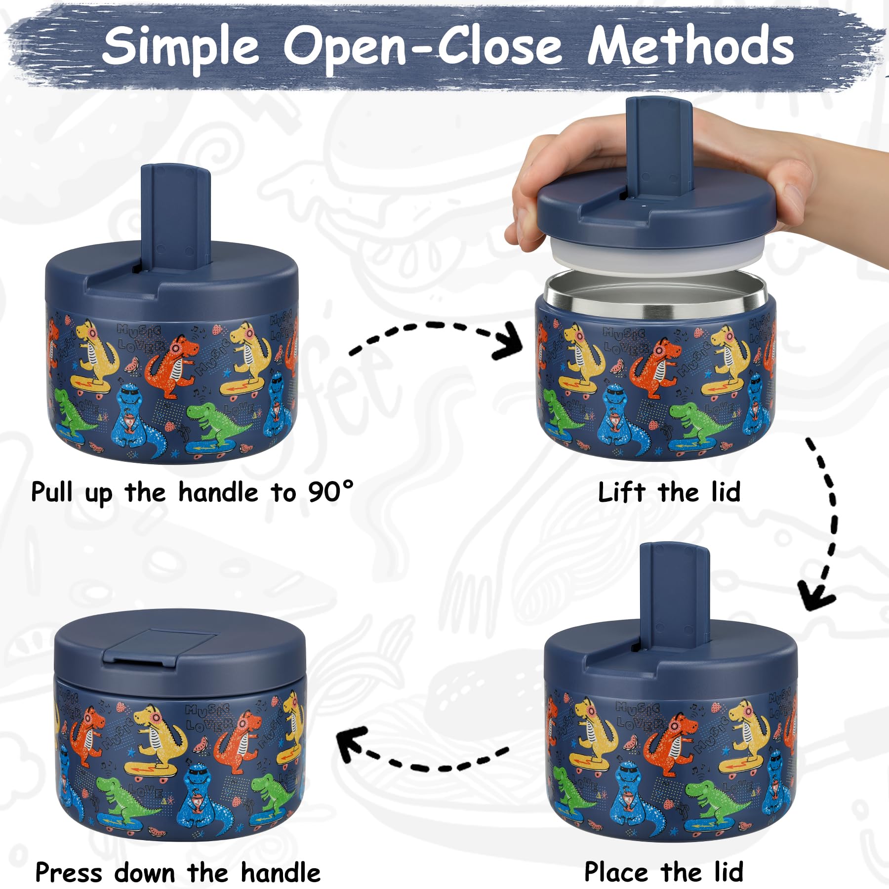 Pawtong insulated stainless steel interior keeps meals warm or cool.