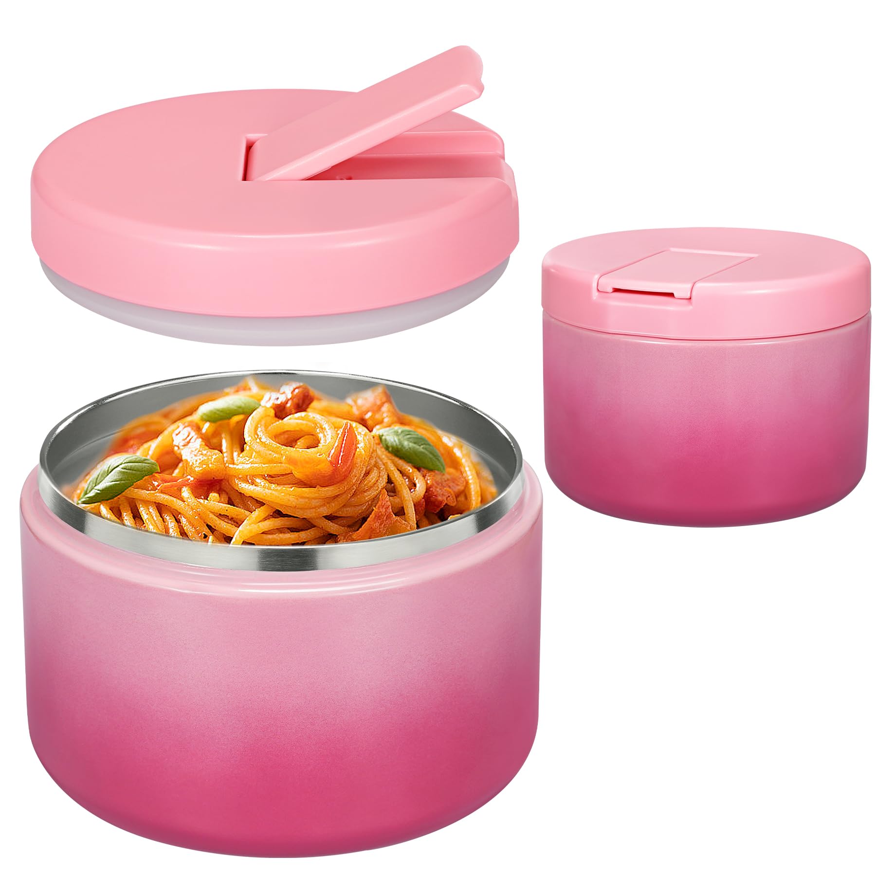 Pawtong gradient pink 12oz insulated jar with buckle lid, easy for kids to open