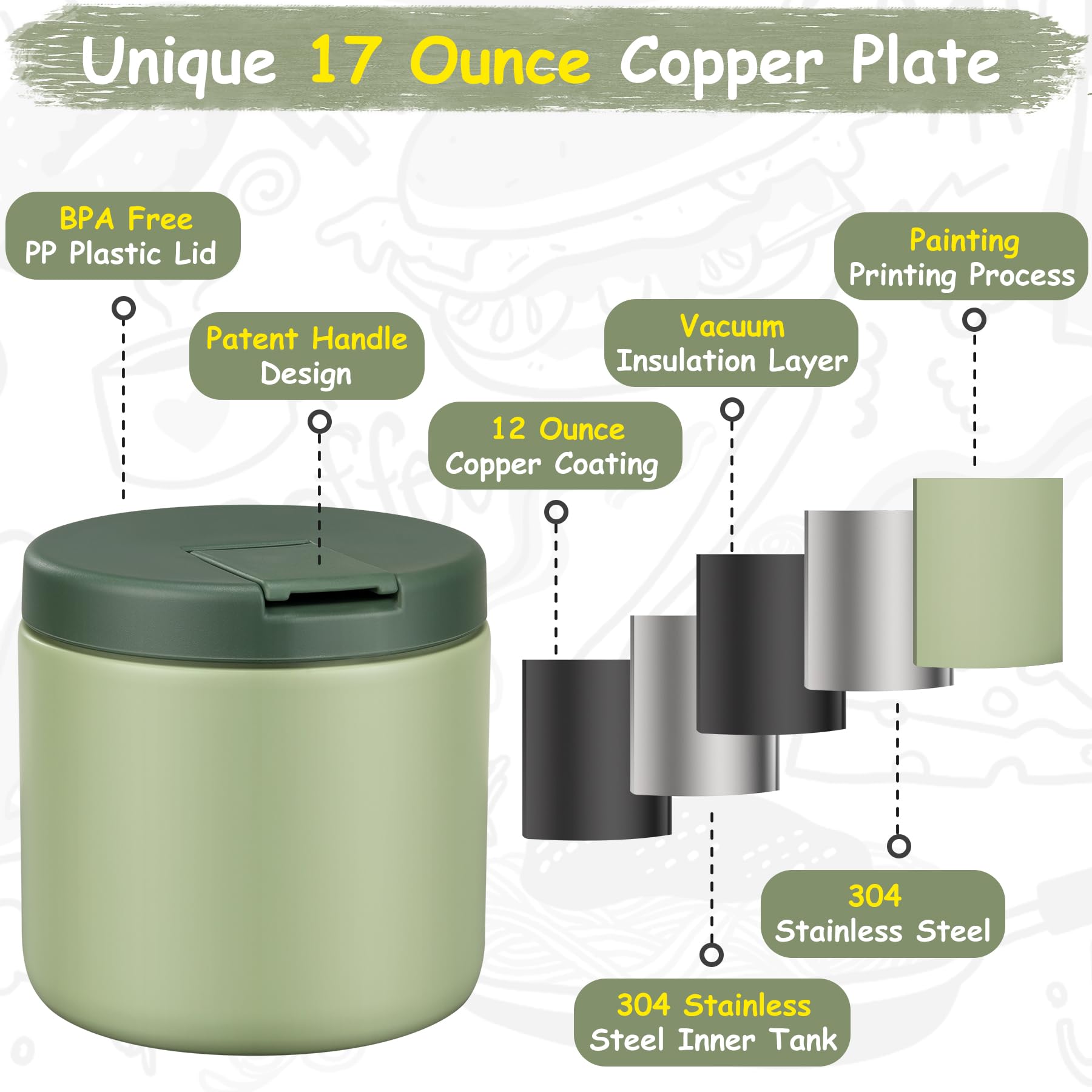 Pawtong stainless-steel inner wall preserves temperature for hours.