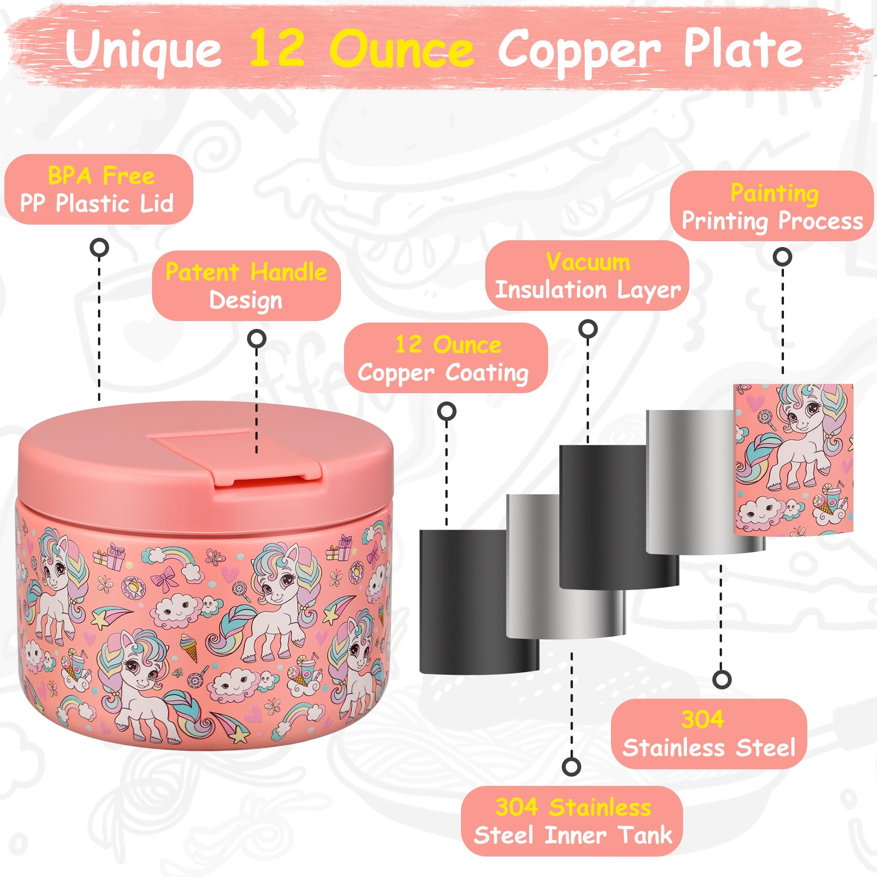 Pawtong stainless steel interior offers durable insulation for hot or cold meals.