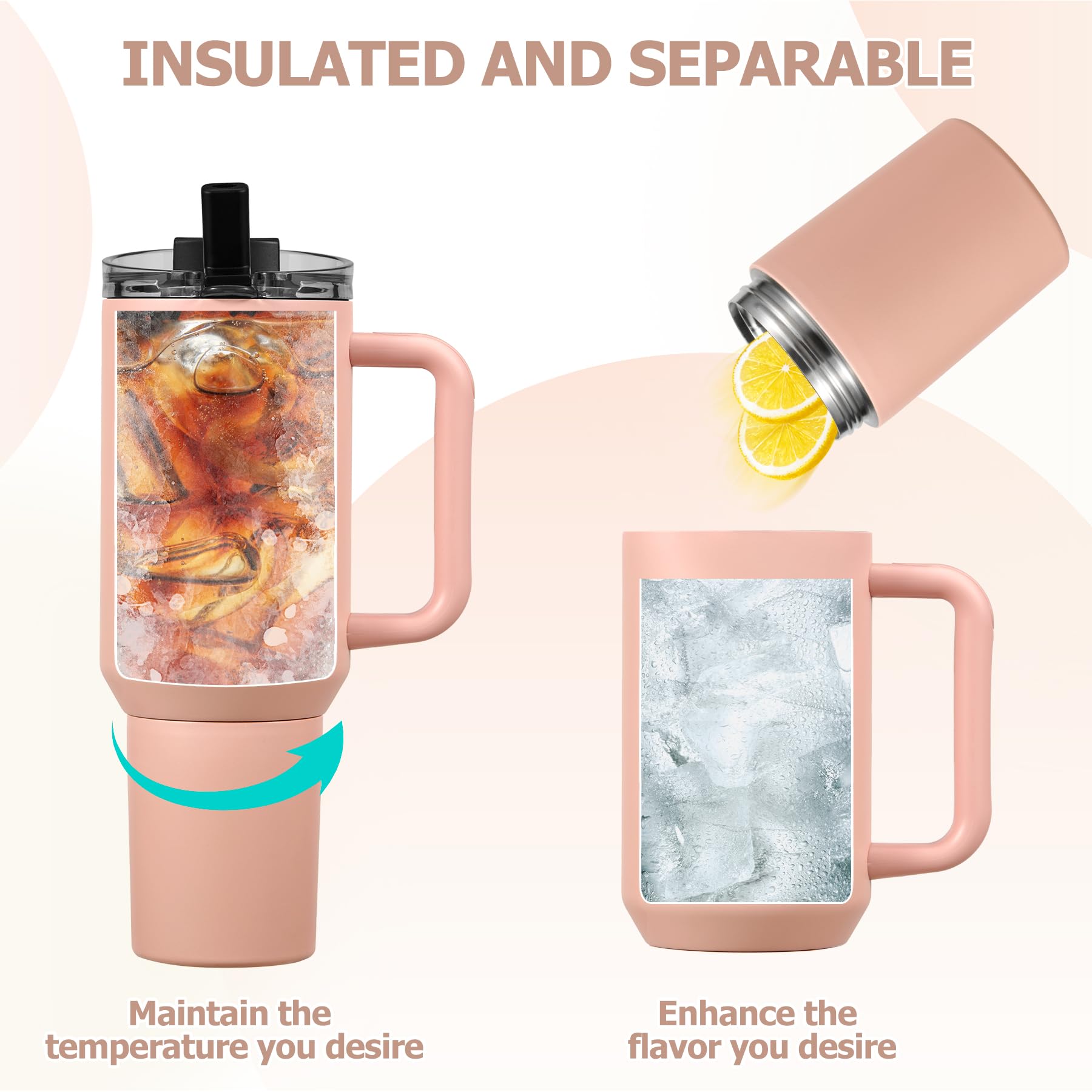 Pawtong pink tumbler handle with soft silicone grip for easy carrying.