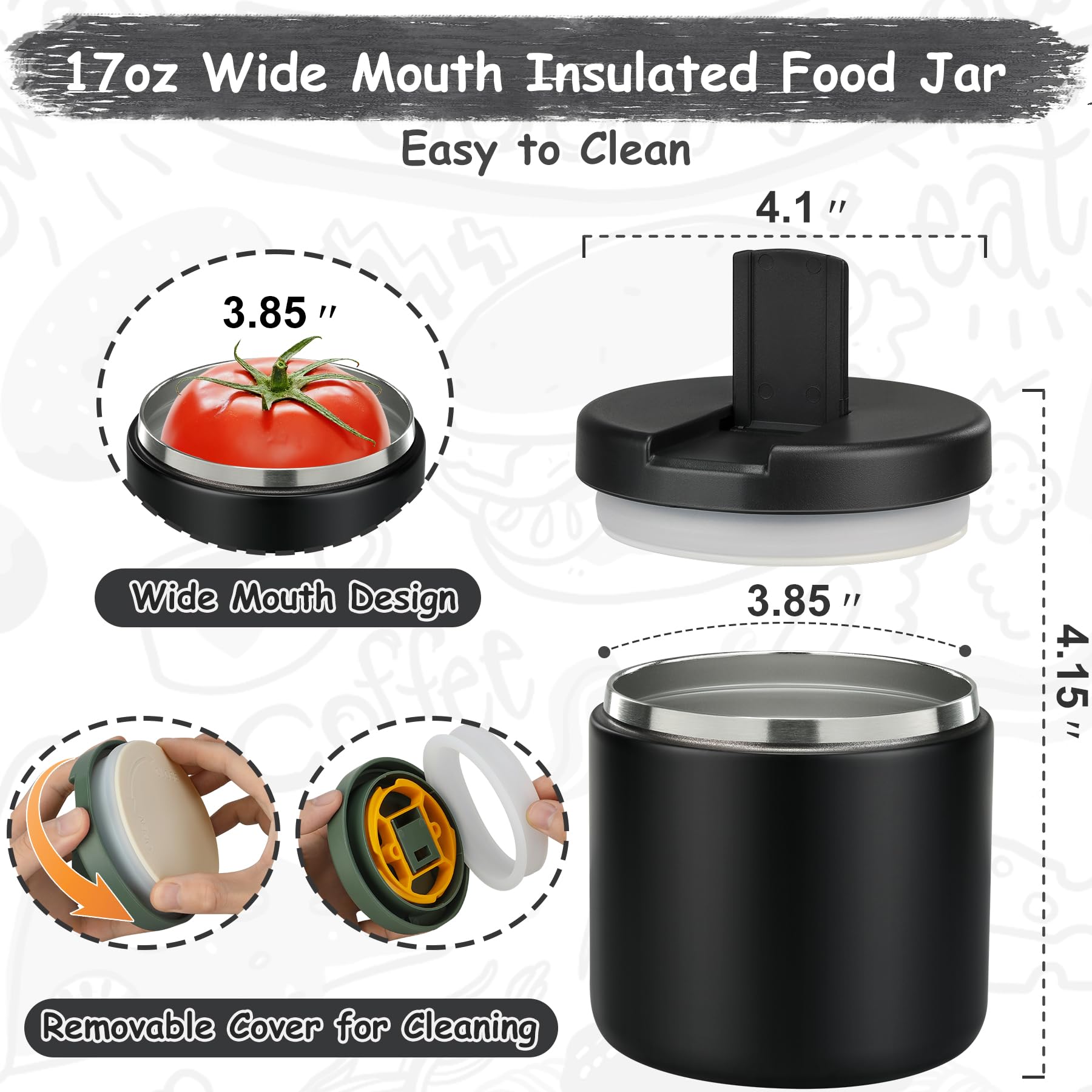 Pawtong vacuum-insulated interior preserves hot or cold meals.